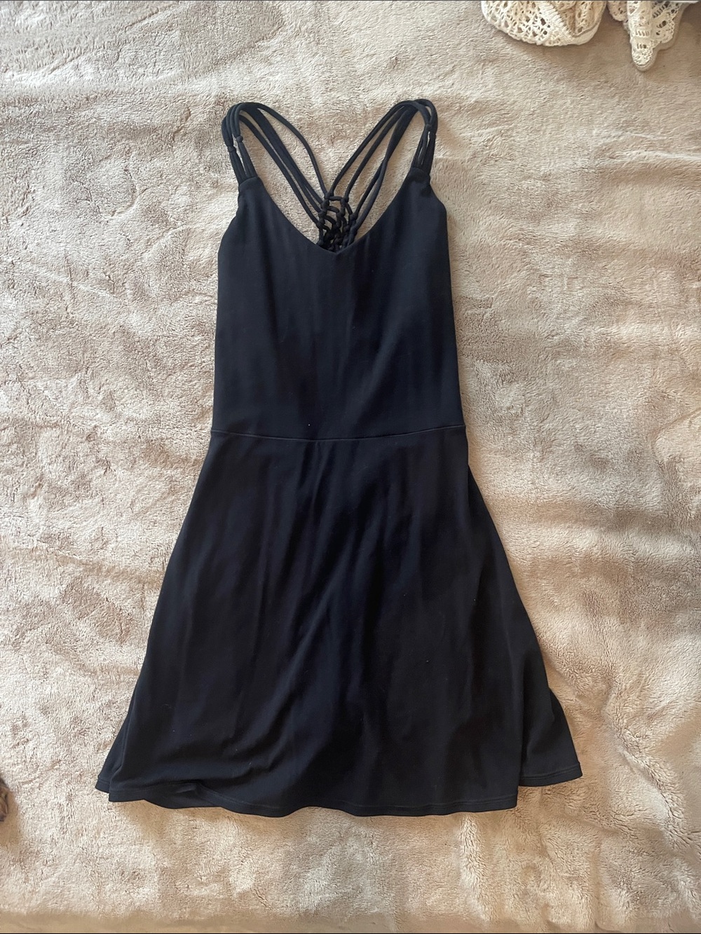 Aerie black macrame real me dress